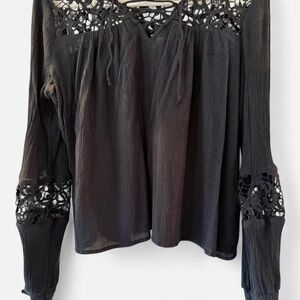 Hollister Black Lace Detail Blouse